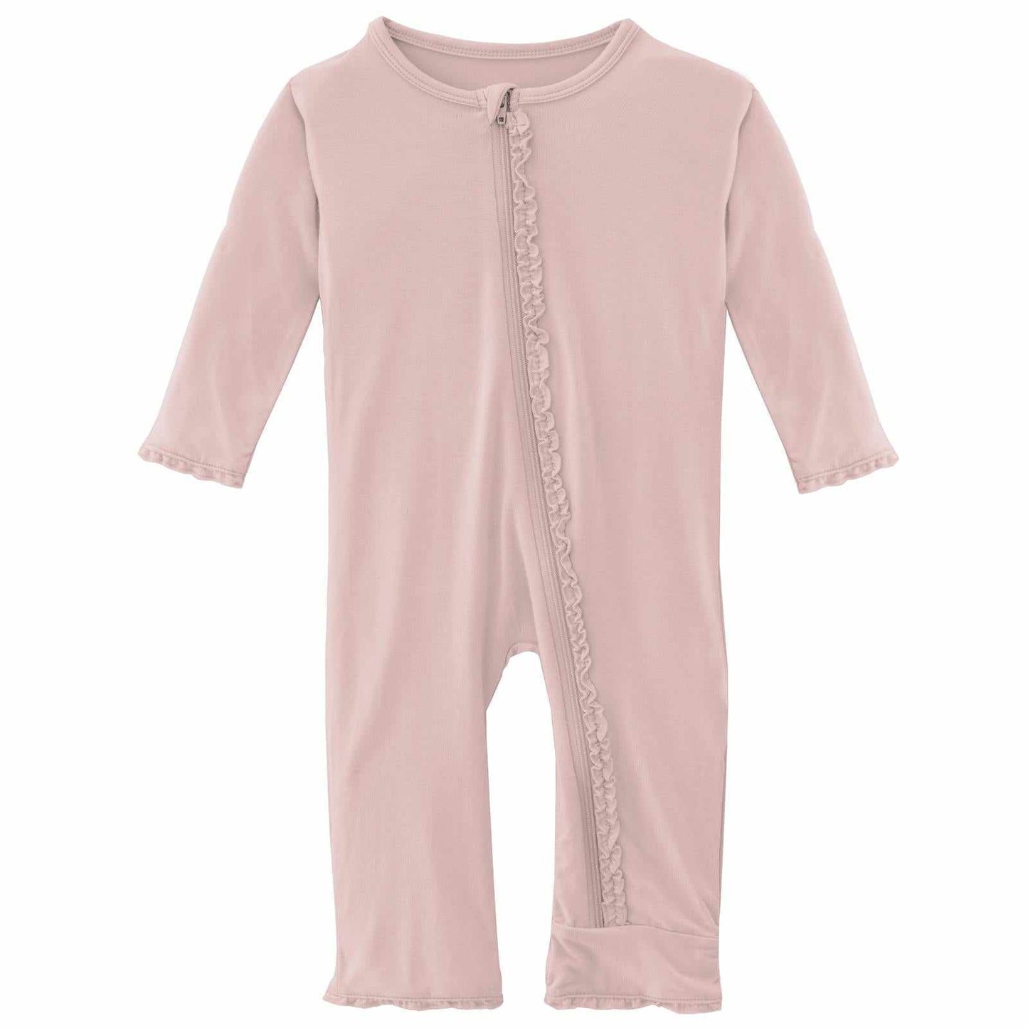 Baby Rose Kickee Pants Muffin Ruffle Coverall with Zipper