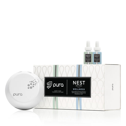 Nest New York Pura Smart Home Fragrance Diffuser Set in Wild Mint & Eucalyptus | Driftwood & Chamomile