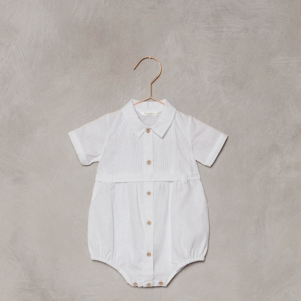 Noralee White Belted Henry Romper
