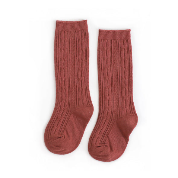 Little Stocking Co Cable Knit Knee High Socks Rust