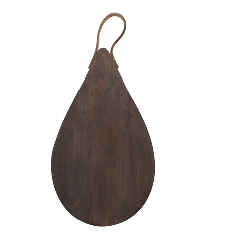 Wood Cheese/Cutting Board with Leather Handle