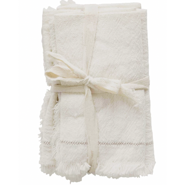 Cotton Napkins with Fringe, Set of 4