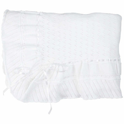 Pointelle Knit Ruffle Blanket