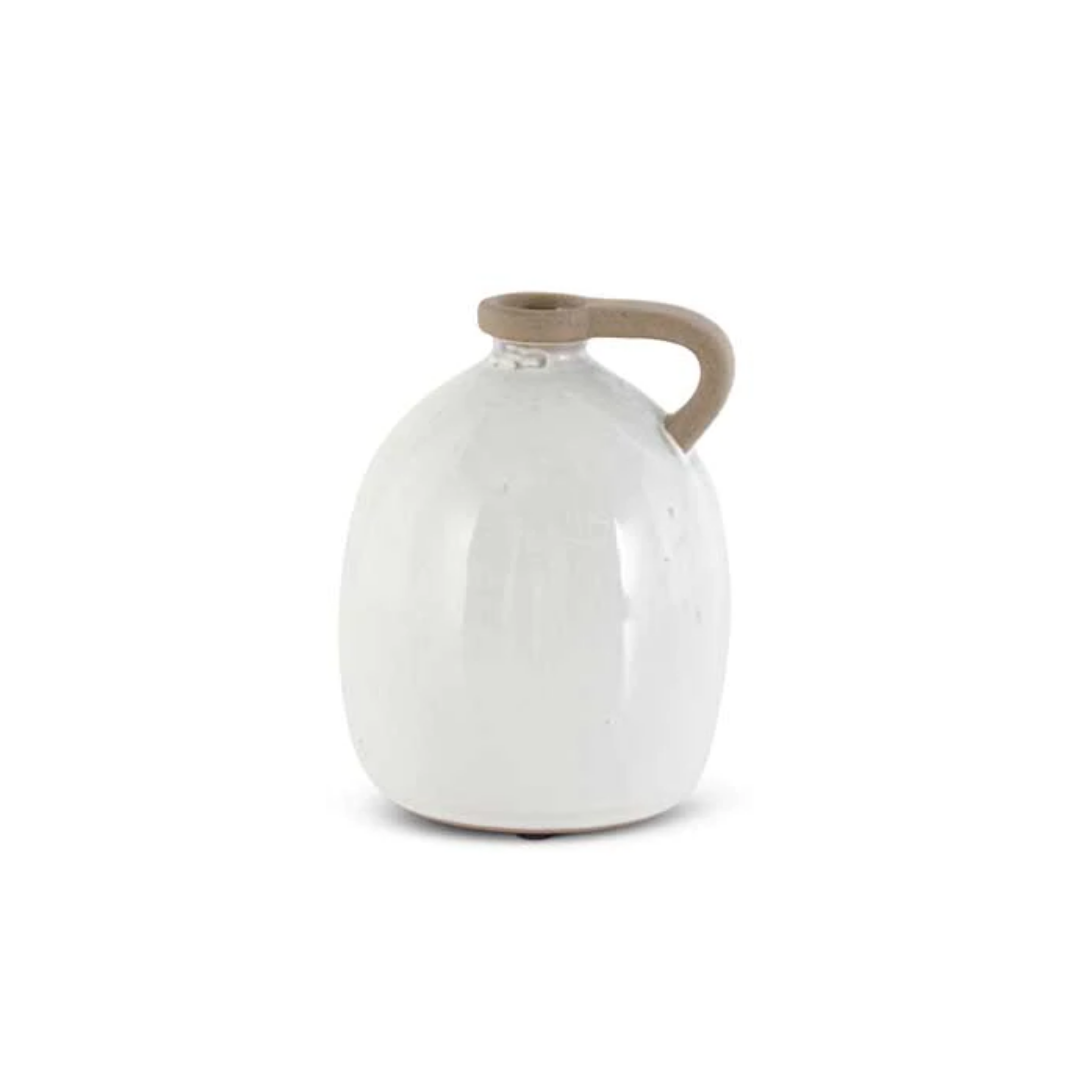 White Ceramic Jugs w/Unglazed Handle