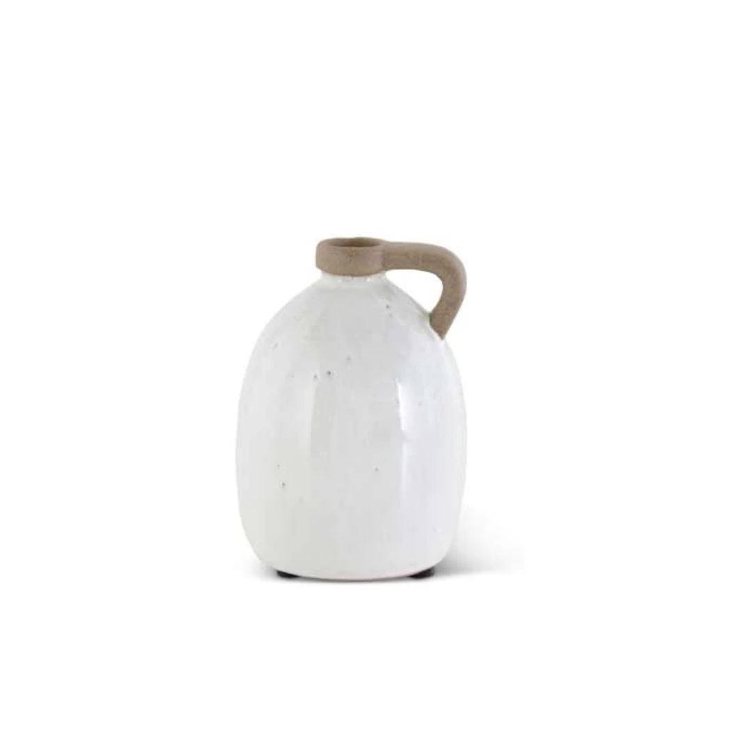 White Ceramic Jugs w/Unglazed Handle