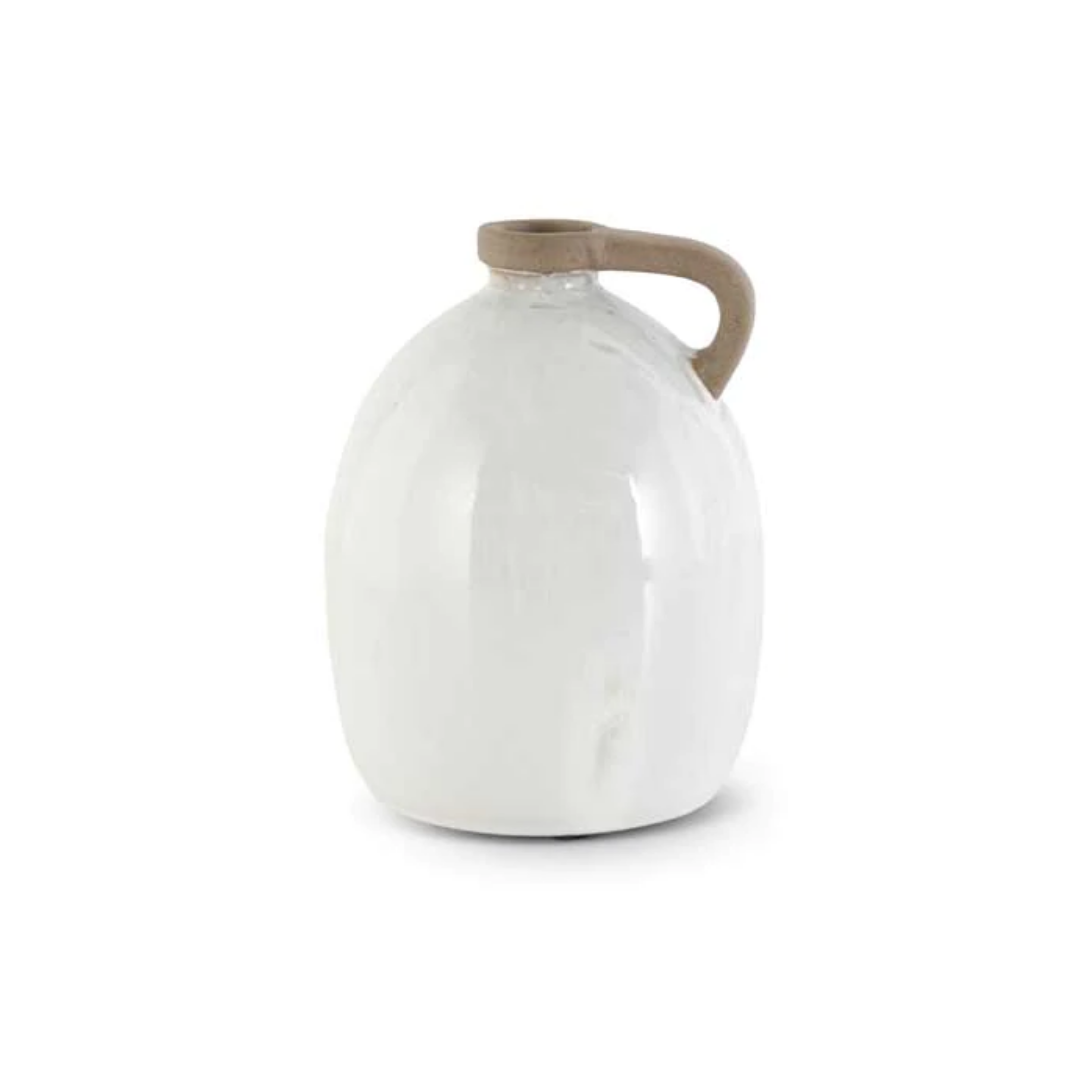 White Ceramic Jugs w/Unglazed Handle