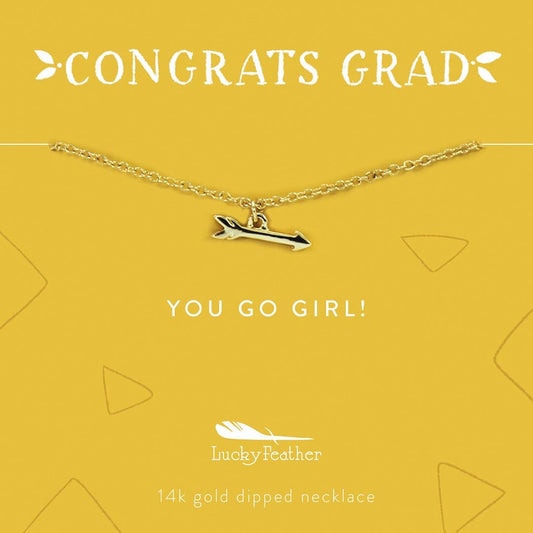 Grad Necklace - You Go Girl! - Gold - Arrow