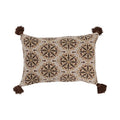 Recycled Cotton Blend Lumbar Pillow w/ Tassels, Down Fill