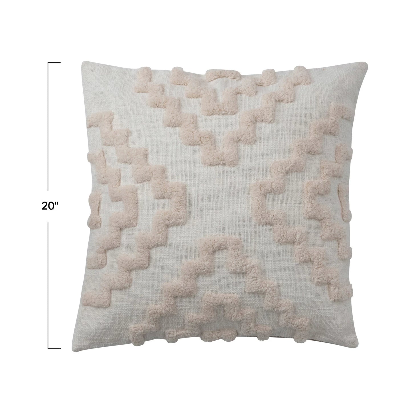 Cotton Tufted Pillow w/ Pattern & Chambray Back, Polyester Fill