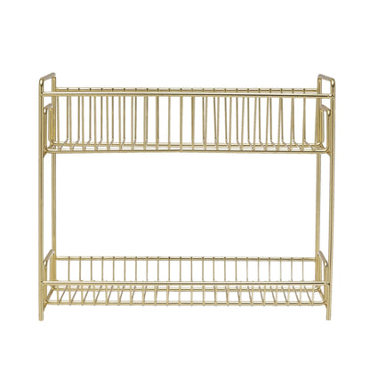 Metal Two-Tier Dish Rack, Gold Finish
