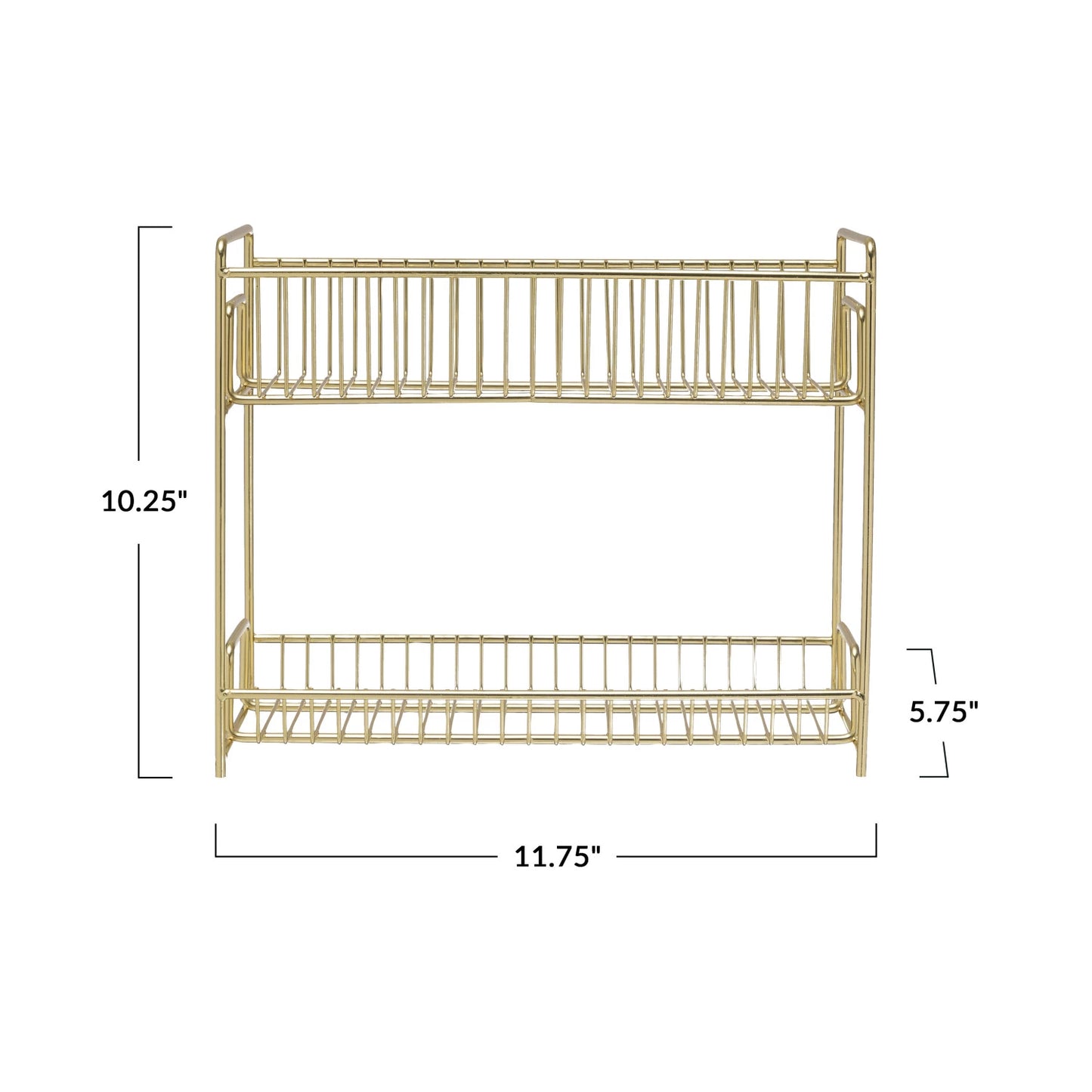 Metal Two-Tier Dish Rack, Gold Finish