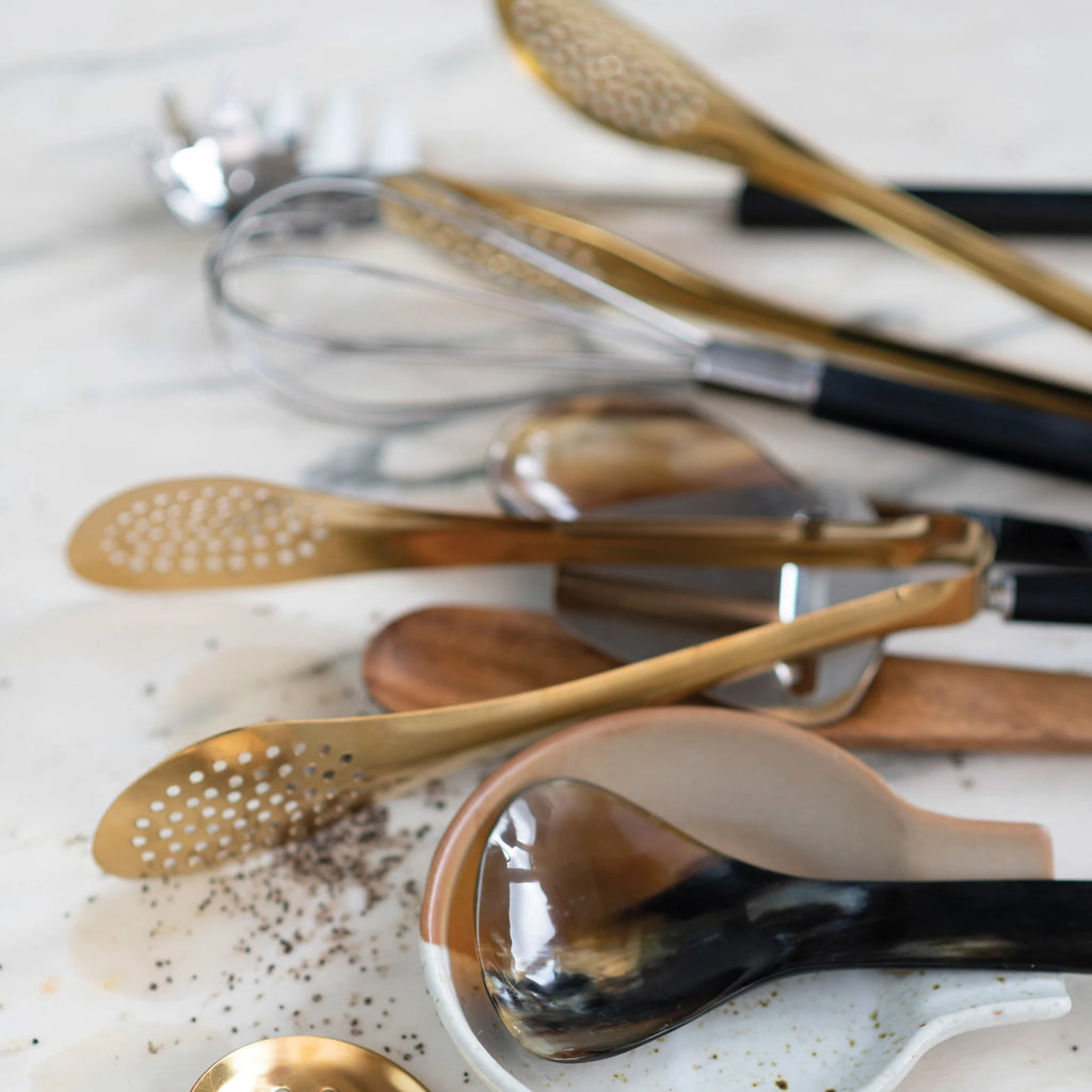 Stainless Steel Slotted Tongs, Gold