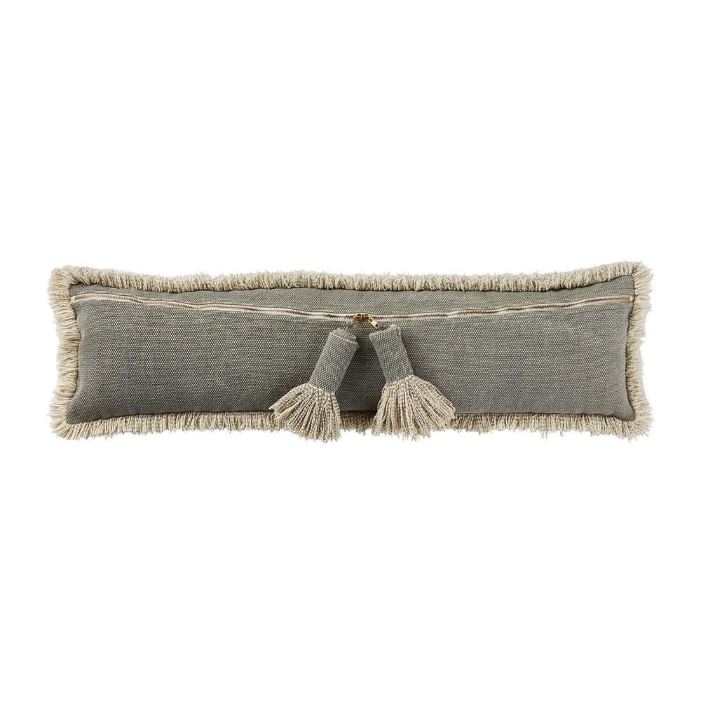 Long Gray Tassel Zipper Pillow-Mud Pie-Lasting Impressions
