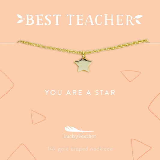 Teacher Necklace - You are a Star Teacher - Gold - Star