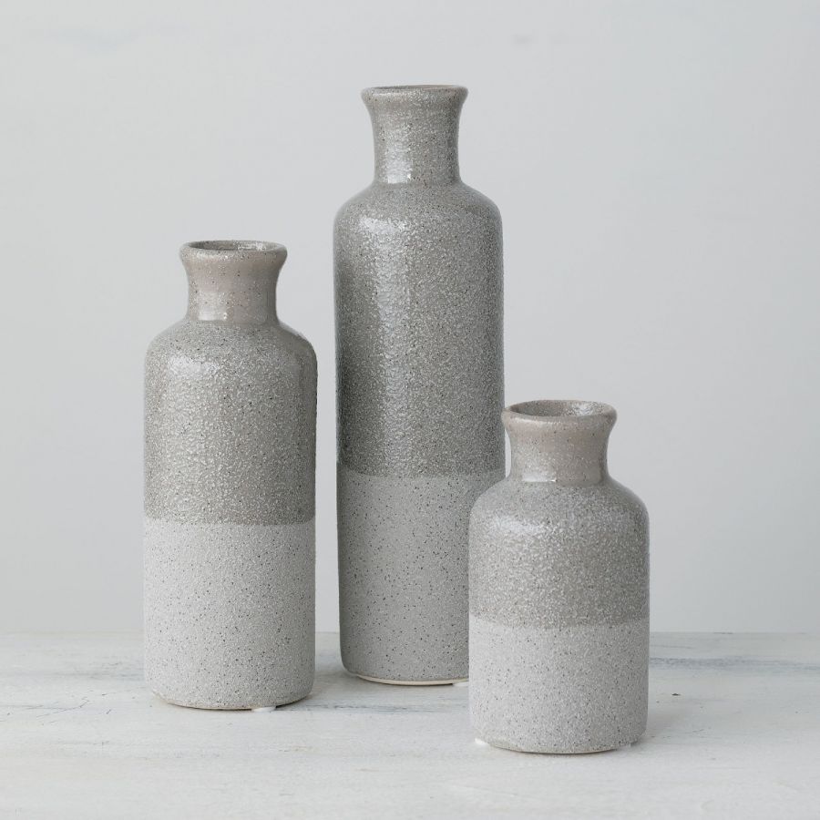 Two-Tone Black and White Textured Vase Trio
