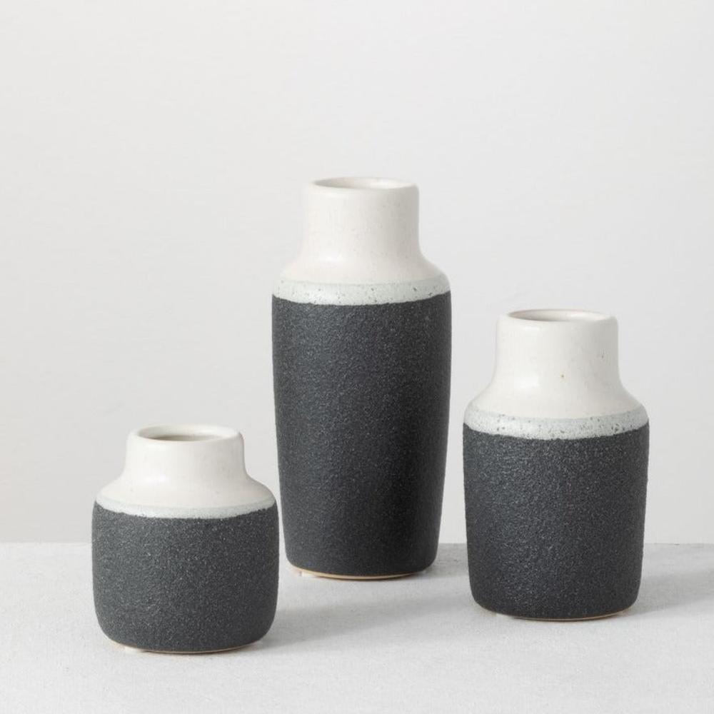 Charcoal and White Distressed Bottles