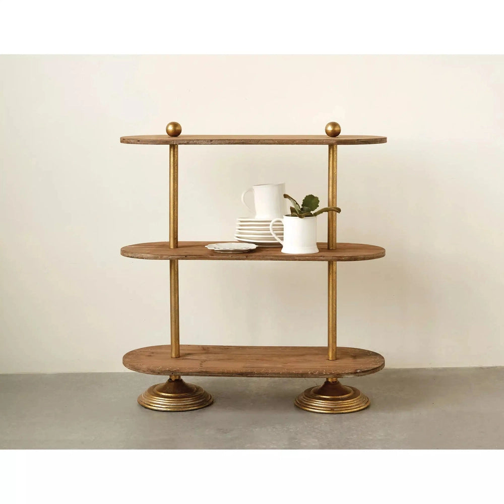 Metal and Wood 3-Tier Shelf