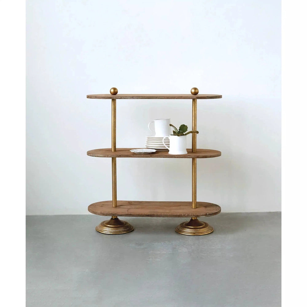 Metal and Wood 3-Tier Shelf