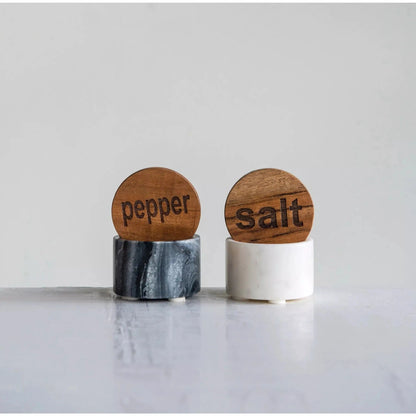 Salt and Pepper Containers with Wood Lid, 2 Styles