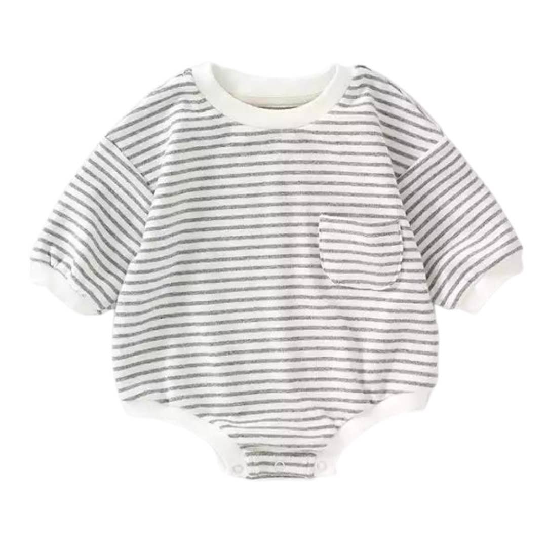 Blush Lotus Emery | Striped Baby Sweater Romper in 0-3M