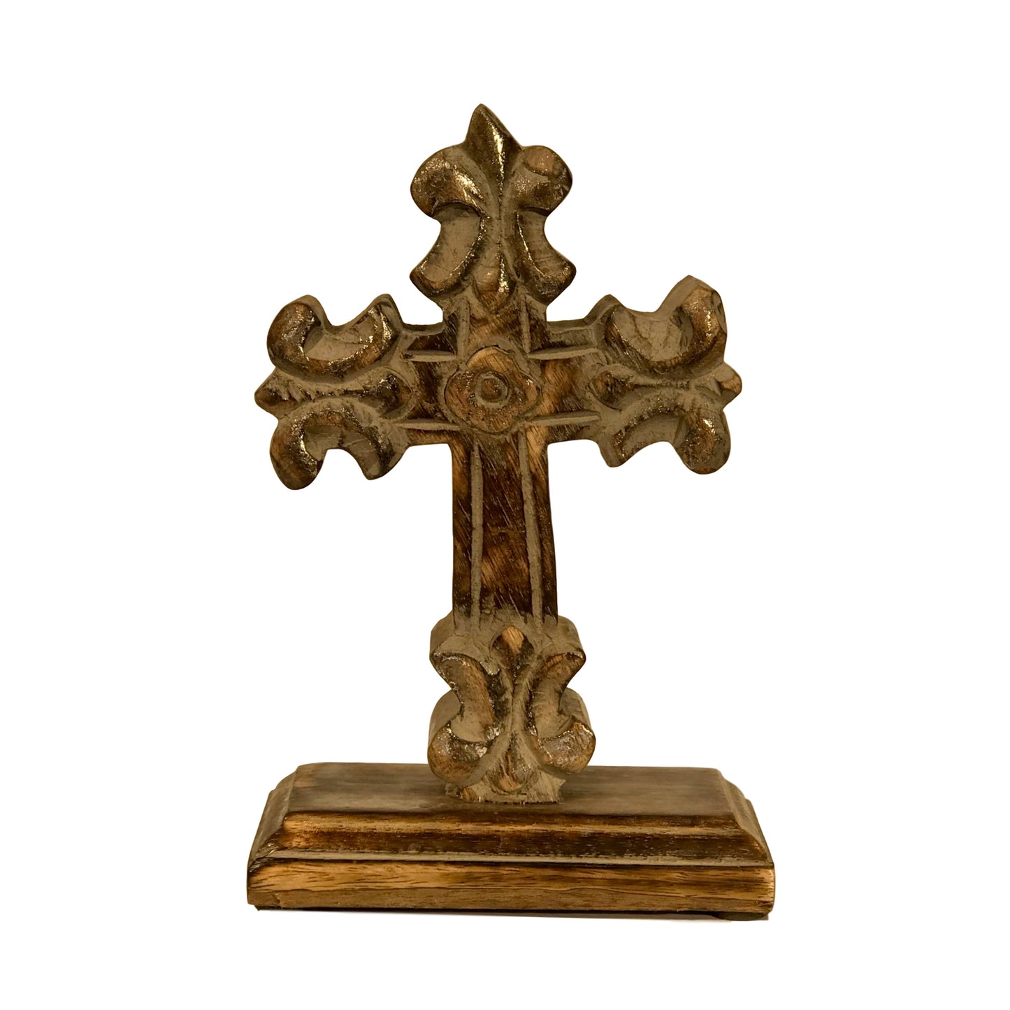 Bienville Carved Wood Table Cross-Small