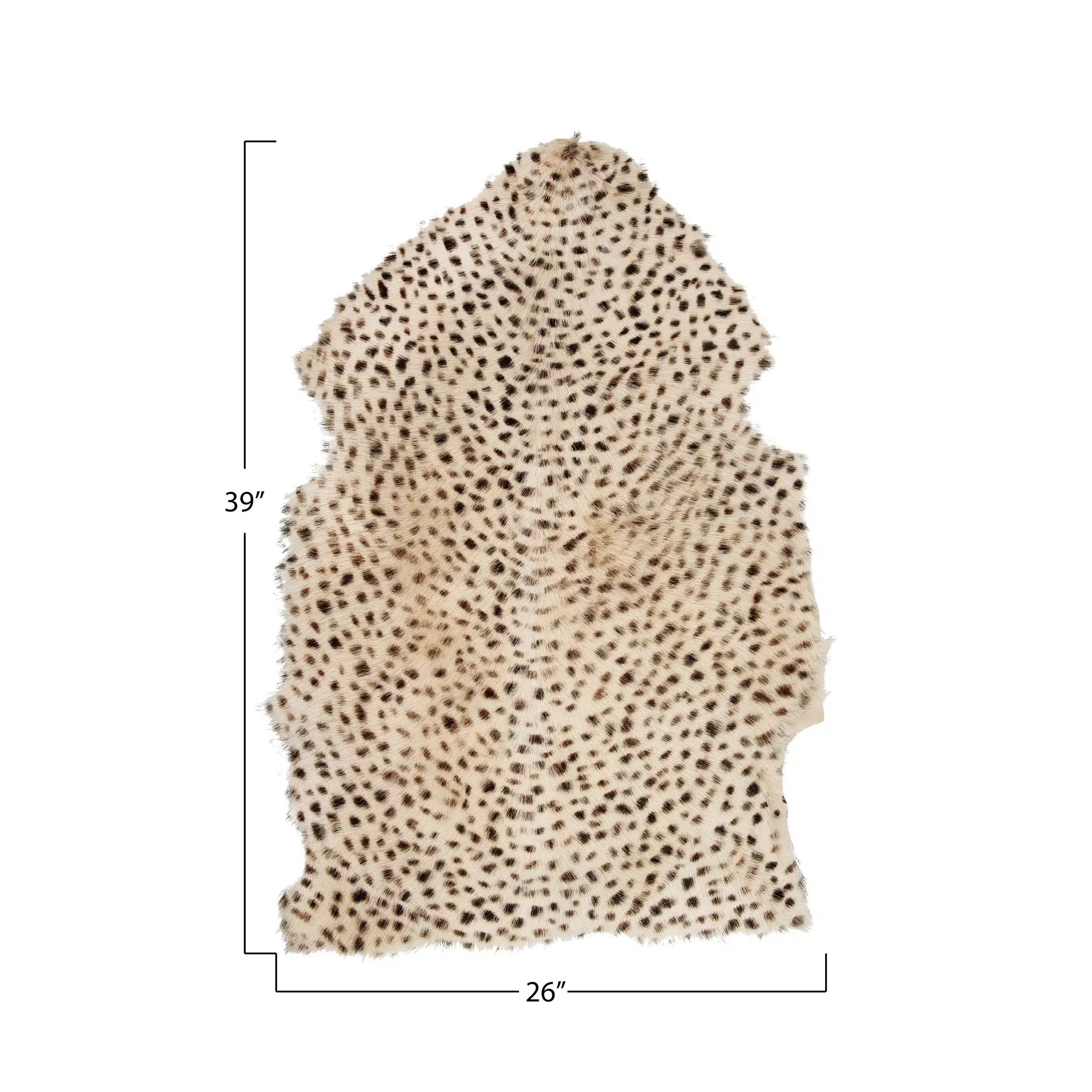 Goat Fur Rug with Leopard Print