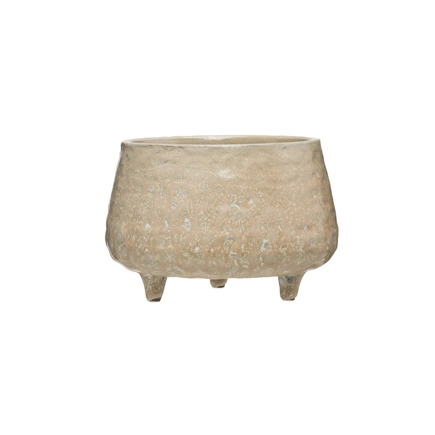 Stoneware Footed Planter with Glaze