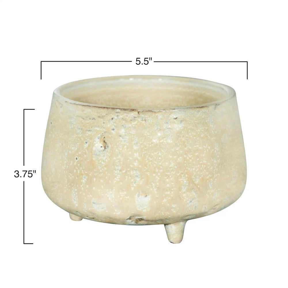 Stoneware Footed Planter with Glaze