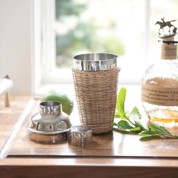 Shaker Rattan Insert Stainless Steel Cocktail Shaker with Rattan Sleeve – Lasting Impressions