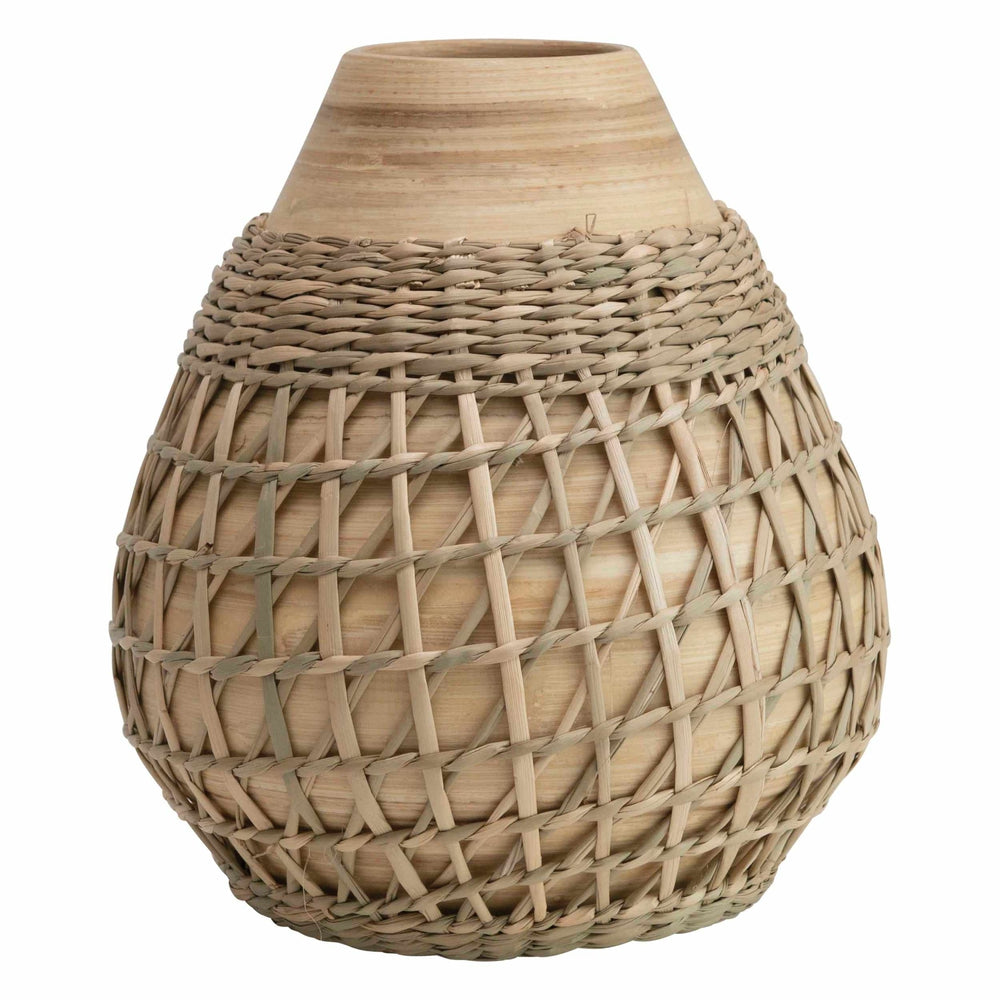 Bamboo Vase with Seagrass Weave