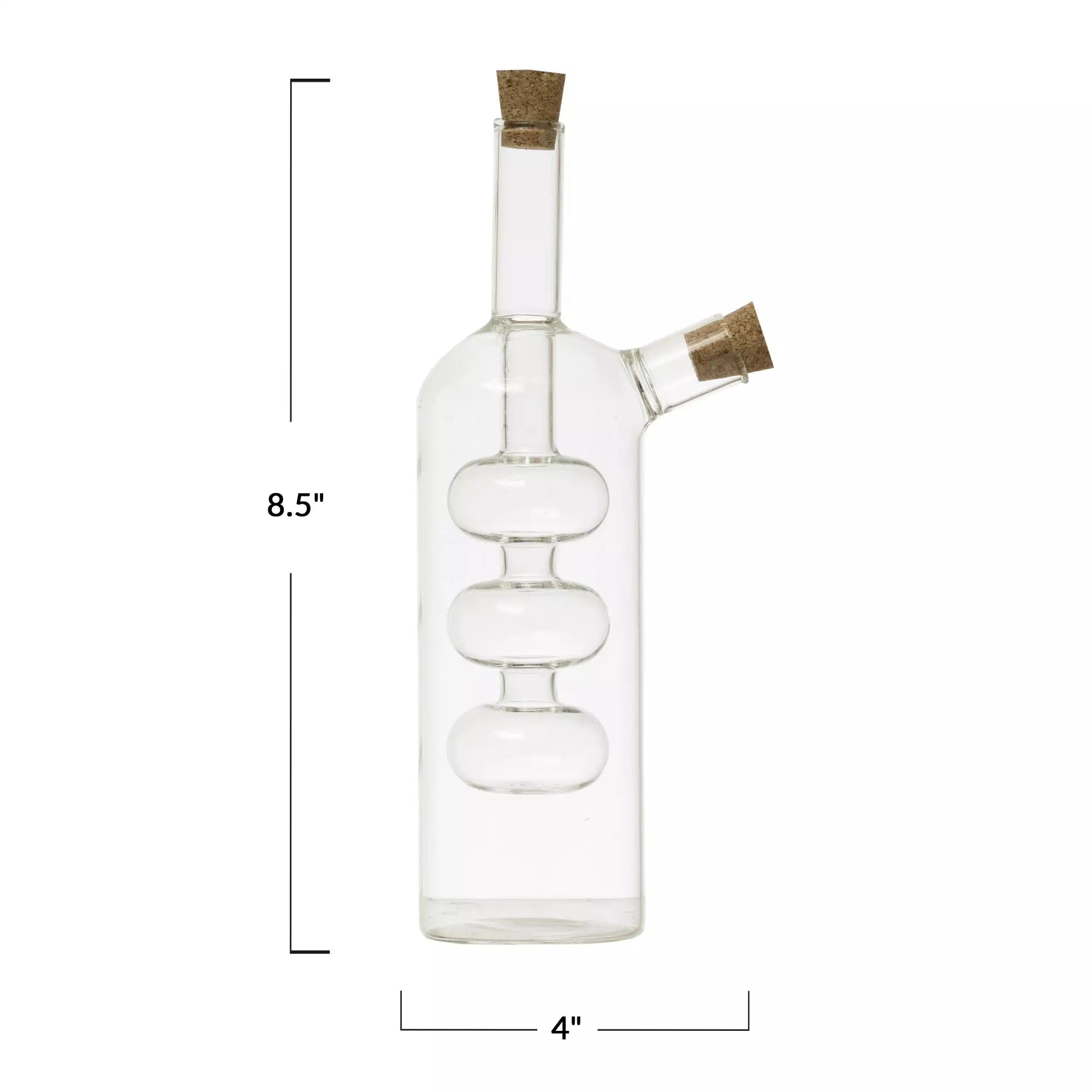 Glass Oil and Vinegar Cruet with Cork Stoppers