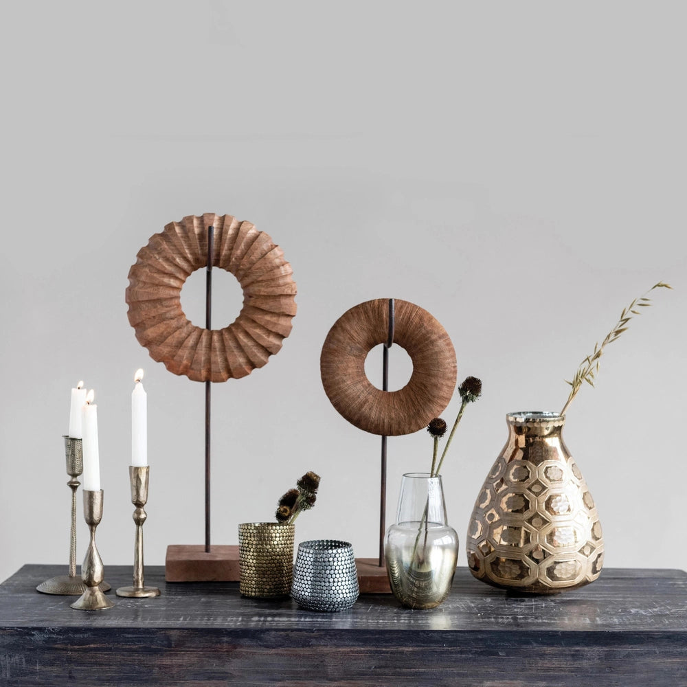 Hand-Forged Hammered Metal Taper Holder