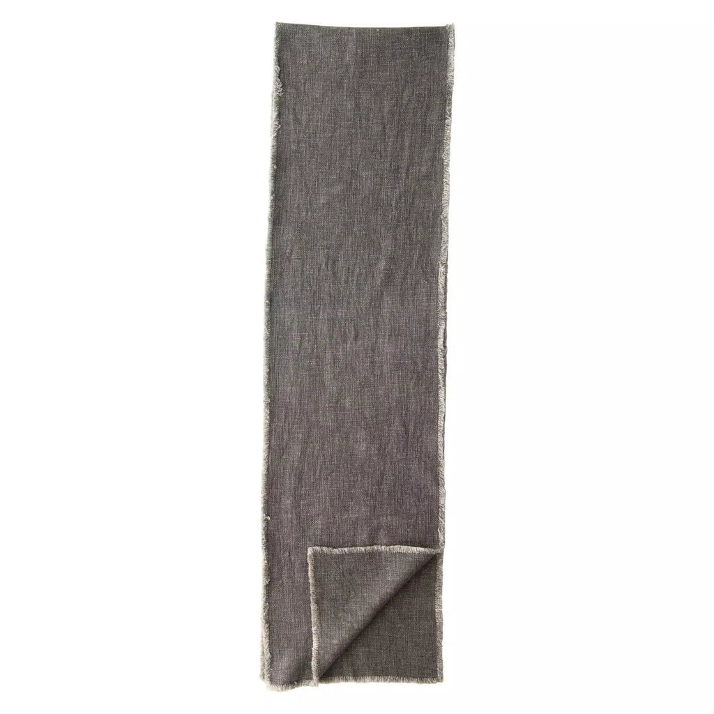 Linen Blend Table Runner with Frayed Edges