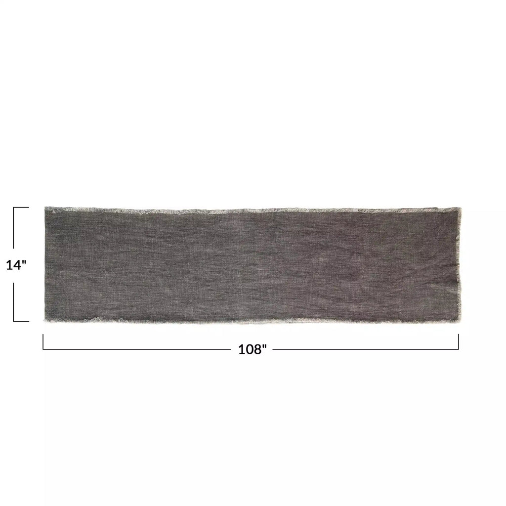 Linen Blend Table Runner with Frayed Edges