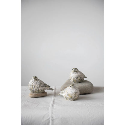 Resin Bird with Cement Moss Finish, 3 Styles