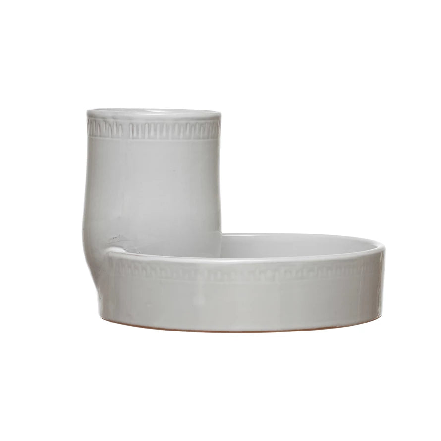 Terracotta Tray with 2 Compartments, Reactive Glaze