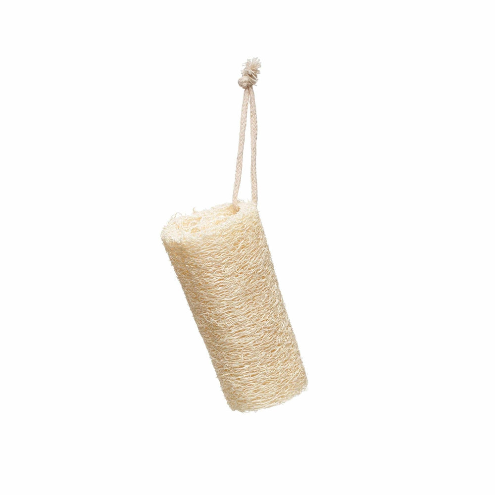 Loofa Brush with Cotton Rope Hanger, Natural