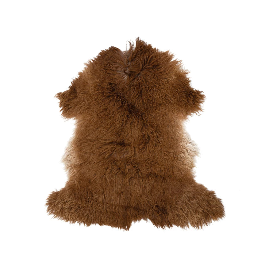 Two-Tone New Zealand Lamb Fur Rug, Brown