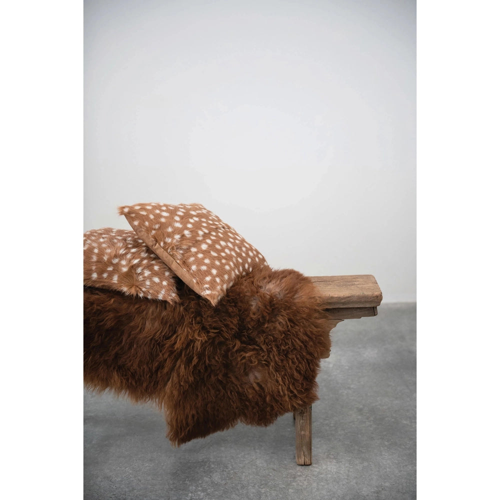 Two-Tone New Zealand Lamb Fur Rug, Brown