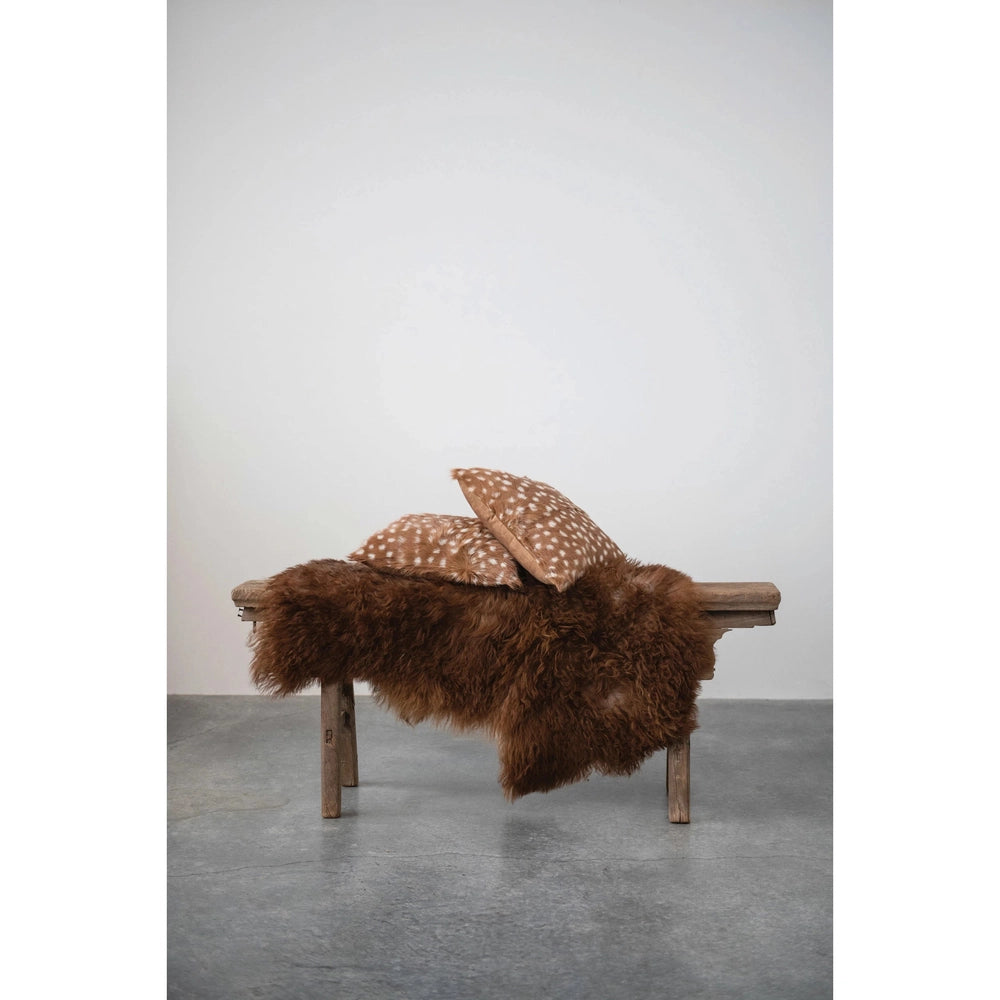 Two-Tone New Zealand Lamb Fur Rug, Brown