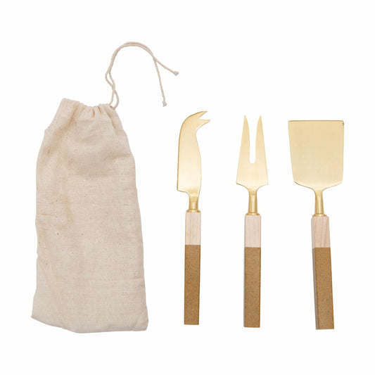Stainless Steel Cheese Knives, Set of 3 in Bag