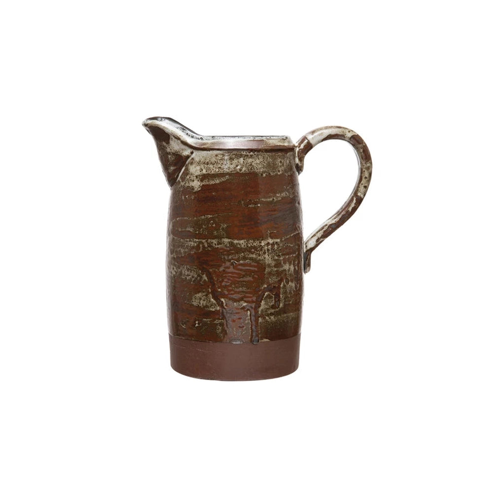 Distressed Stoneware Planter, Reactive Glaze