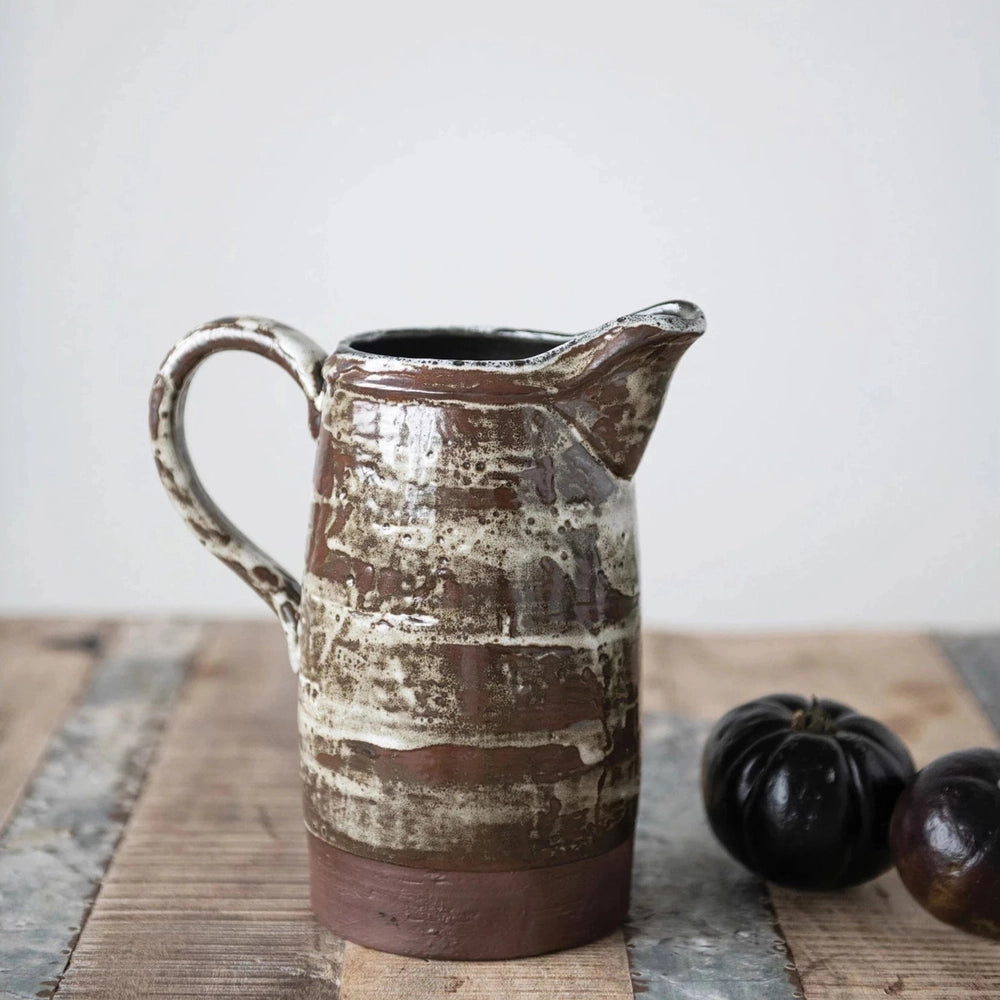 Distressed Stoneware Planter, Reactive Glaze