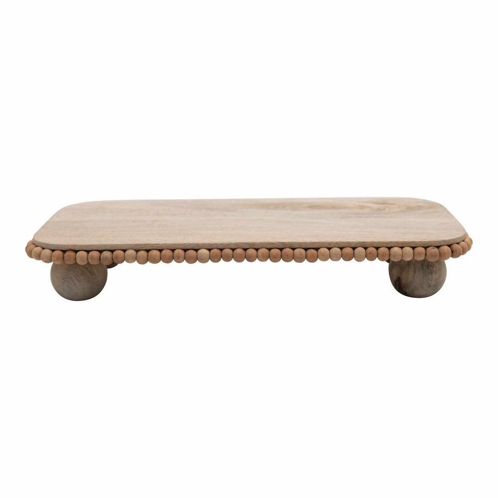 Decorative Mango Wood Pedestal with Beaded Edge