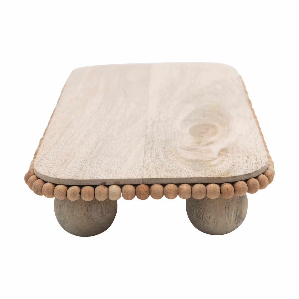 Decorative Mango Wood Pedestal with Beaded Edge