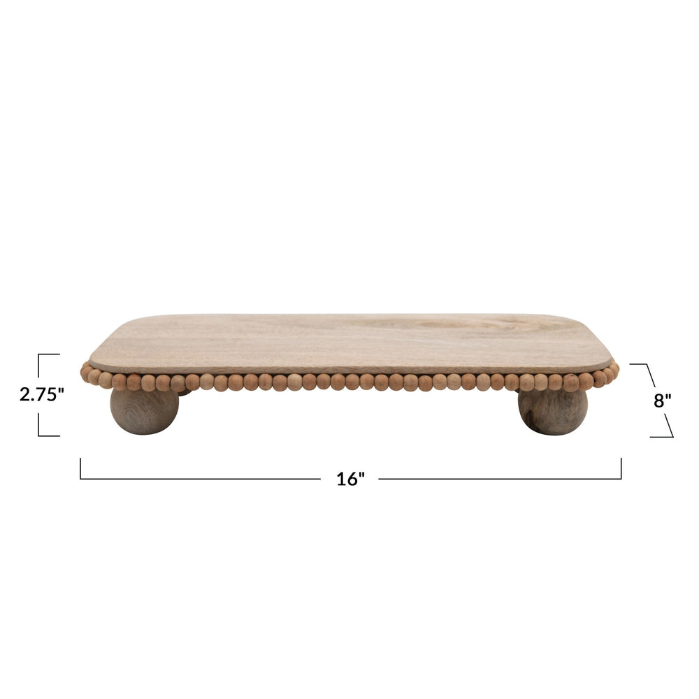Decorative Mango Wood Pedestal with Beaded Edge