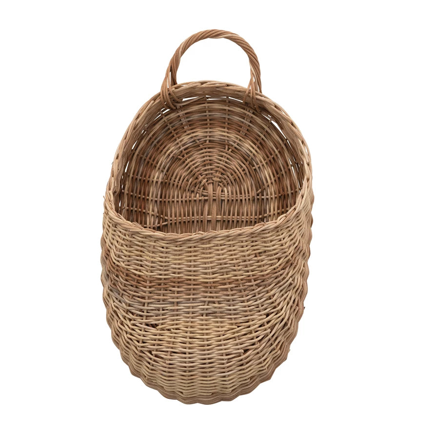 Hand-Woven Wicker Ball Basket with Handle