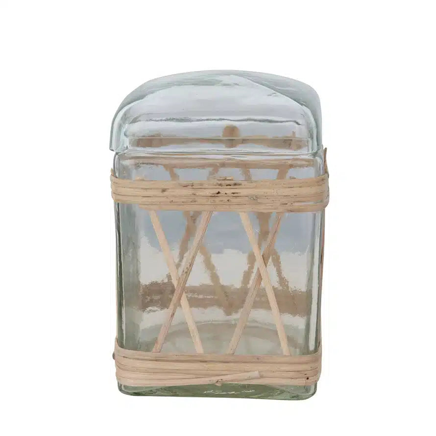Rattan Wrapped Glass Jars with Lid