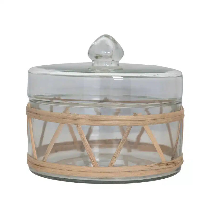 Rattan Wrapped Glass Jars with Lid