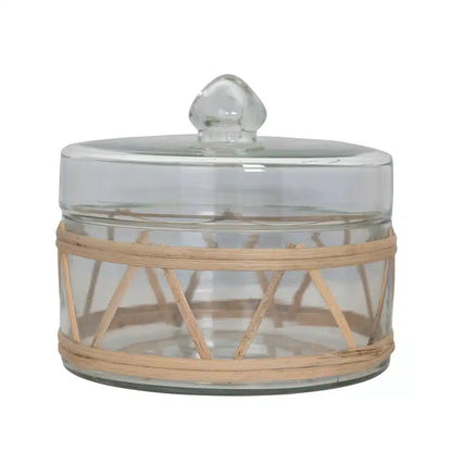 Rattan Wrapped Glass Jars with Lid